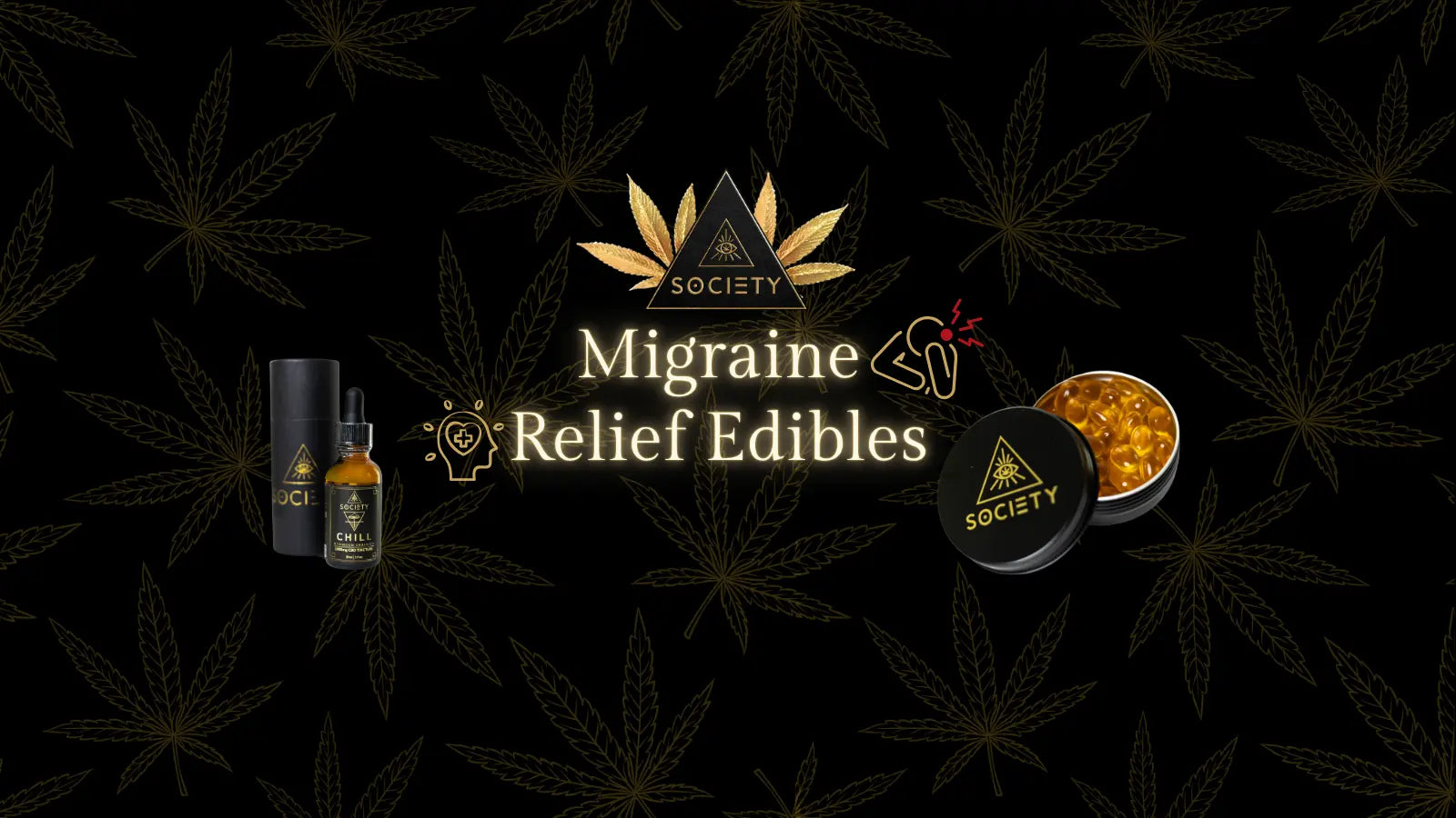 Mom holding head in migraine pain at kitchen counter, CBDA softgels nearby, soft natural light