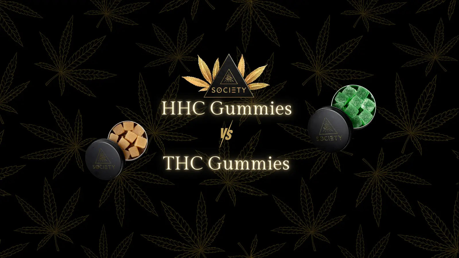 HHC mood gummies next to hemp leaf on clean surface