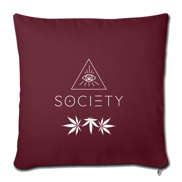 SOCIETY LEAFS Throw Pillow Cover 17.5” x 17.5” Burgandy - Society