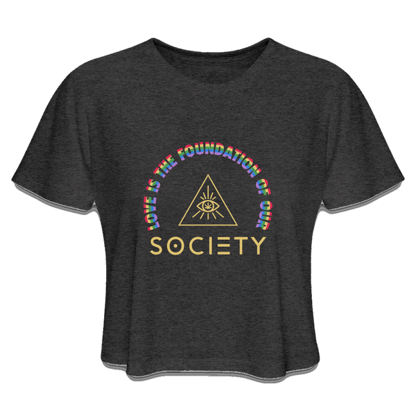 LOVE is SOCIETY Women's Cropped T-Shirt - deep heather