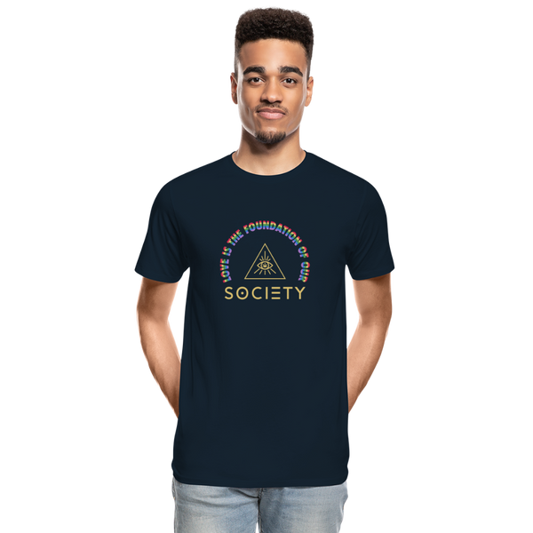 LOVE is Foundation SOCIETY GOLD Organic T-Shirt - deep navy