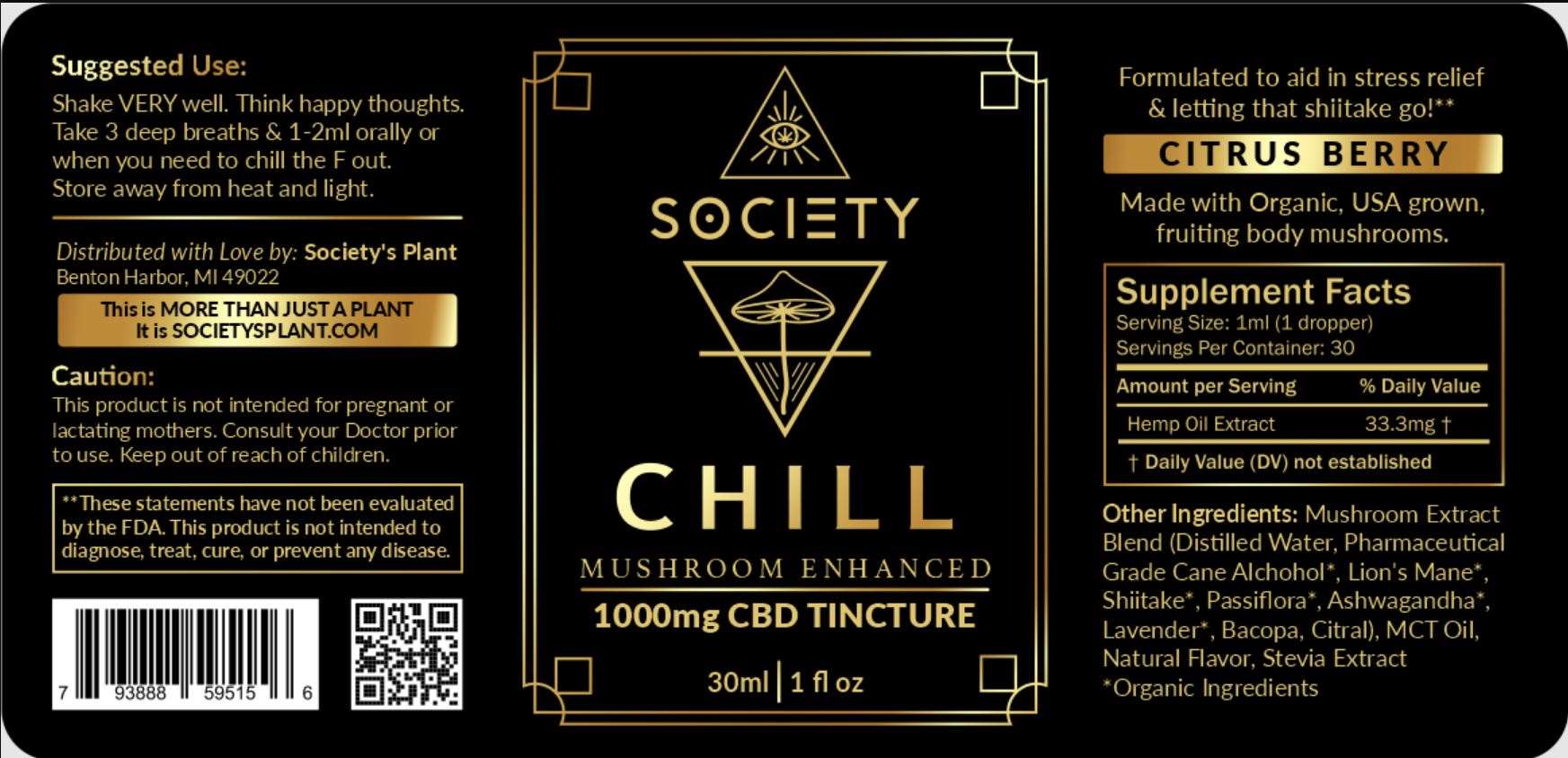 Mushroom Enhanced CBD Tincture Trio - Society