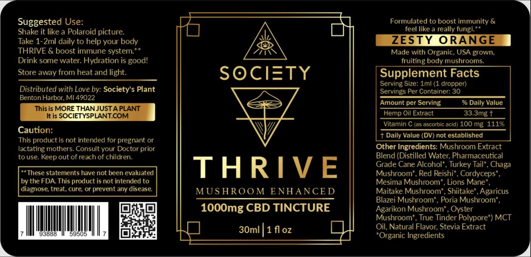 Mushroom Enhanced CBD Tincture Trio - Society