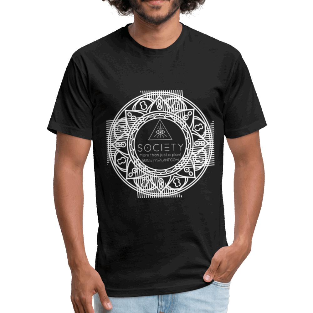 Mandala + More than just a plant on BACK Fitted Cotton/Poly T-Shirt by Next Level - Society