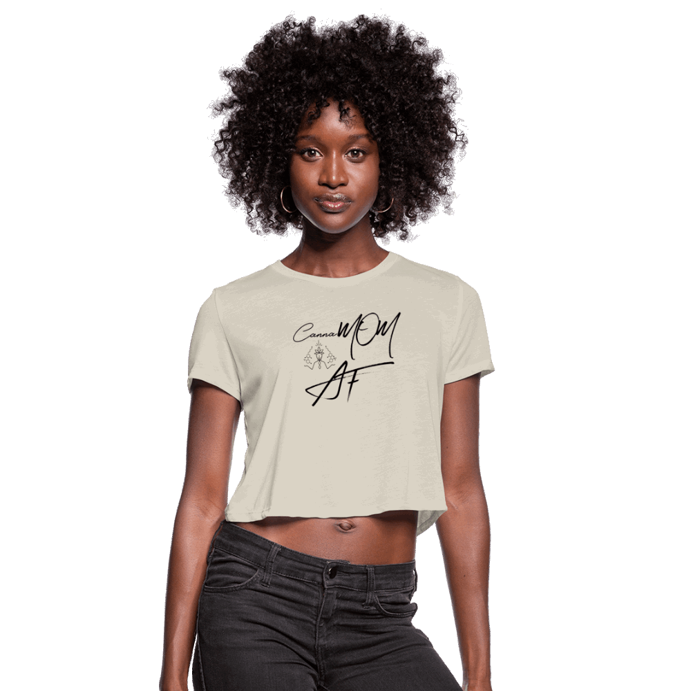 CannaMom AF front / SOCIETY Back Women's Cropped T-Shirt - Society