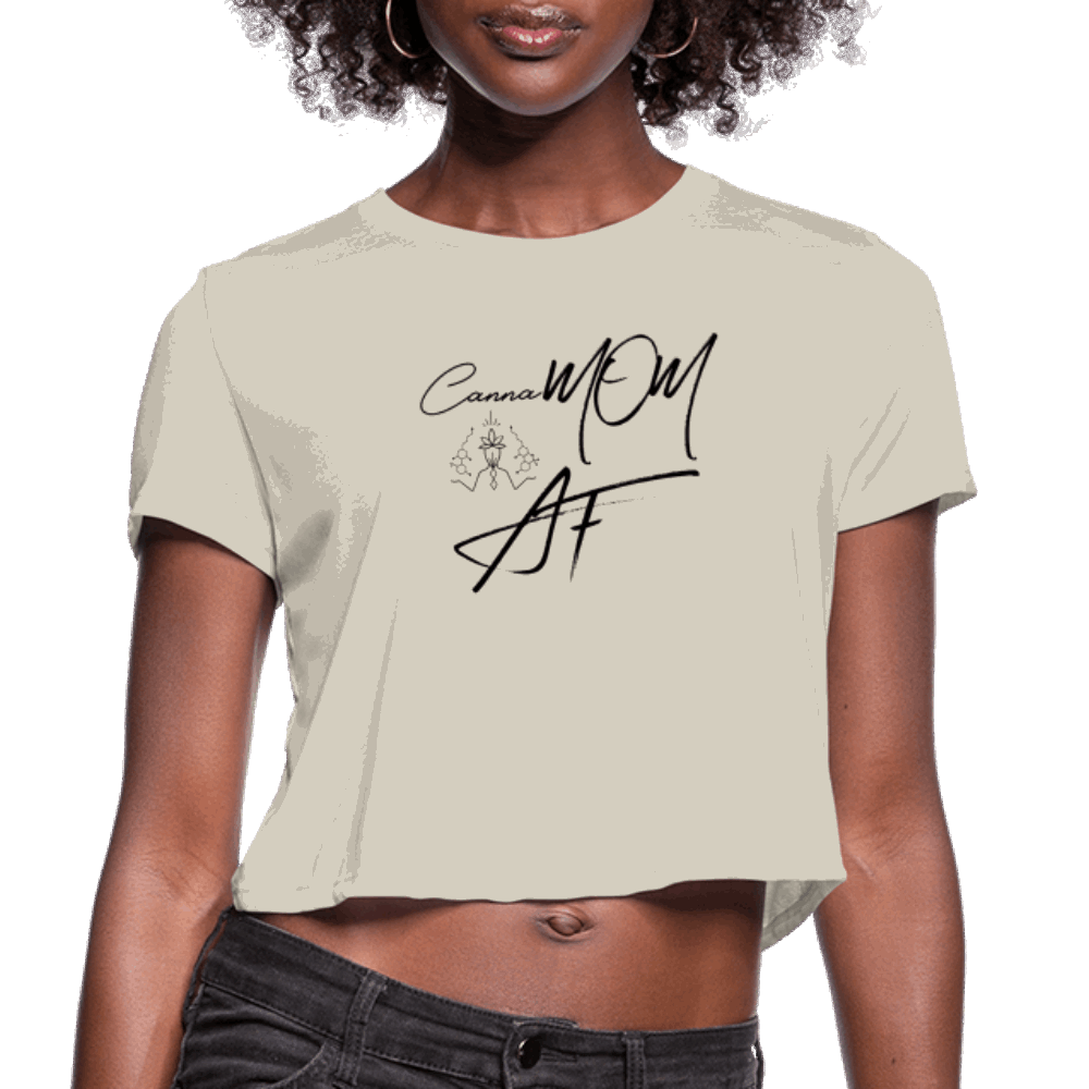 CannaMom AF front / SOCIETY Back Women's Cropped T-Shirt - Society