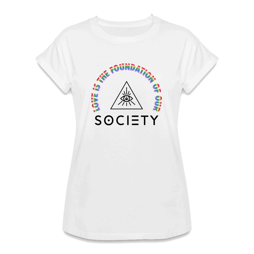 LOVE is Grey/white Relaxed Fit Women's T-Shirt - Society