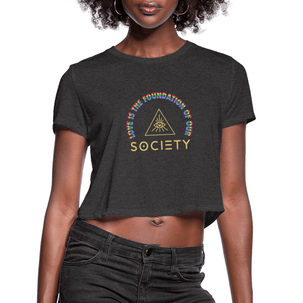 LOVE is SOCIETY Women's Cropped T-Shirt - deep heather