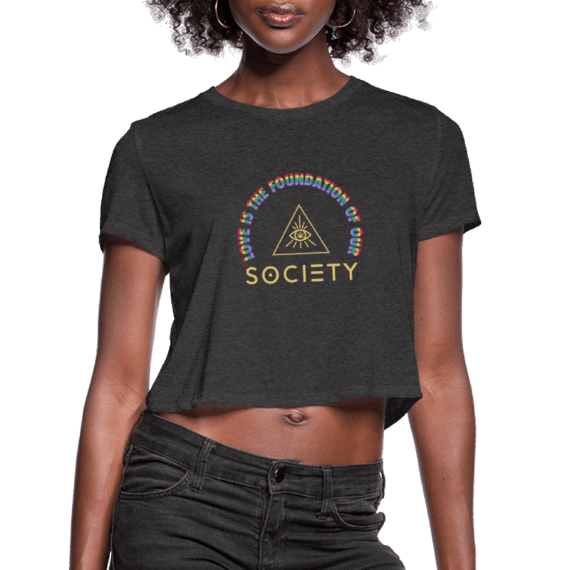 LOVE is SOCIETY Women's Cropped T-Shirt - deep heather