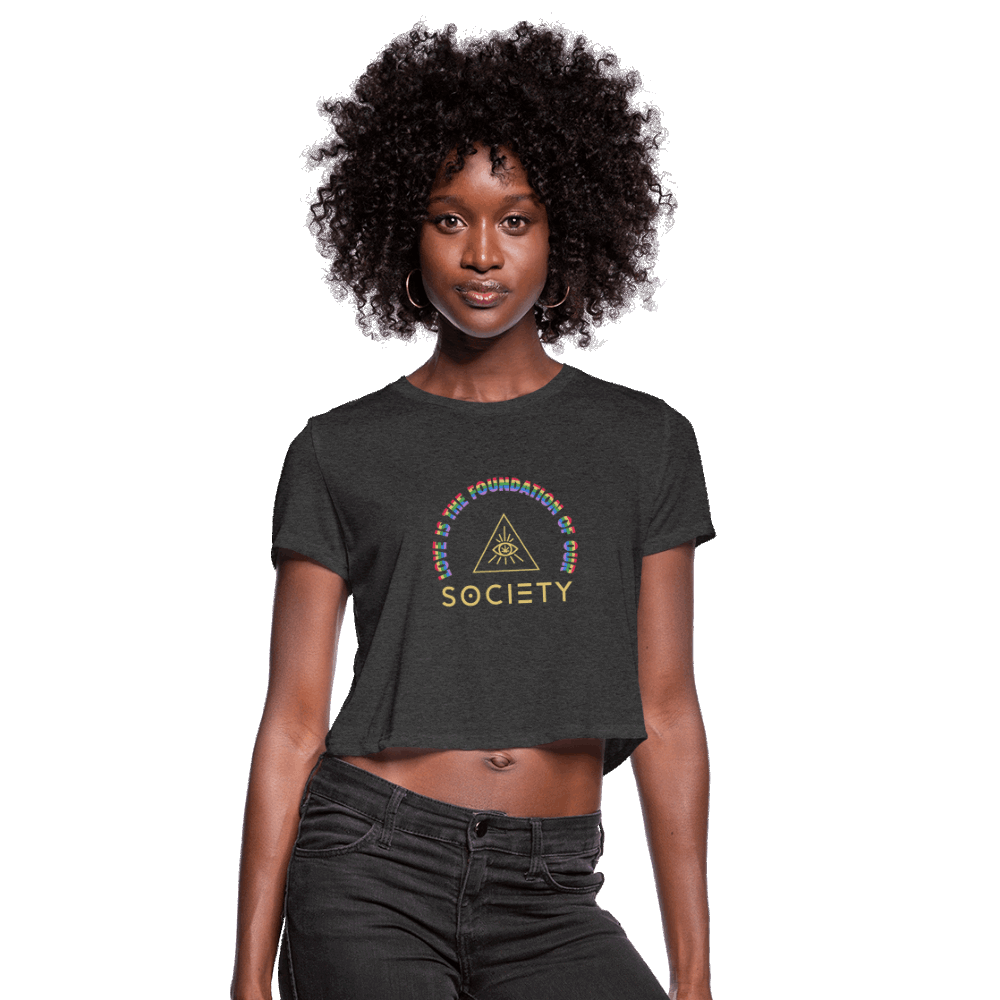 LOVE is SOCIETY Women's Cropped T-Shirt - deep heather