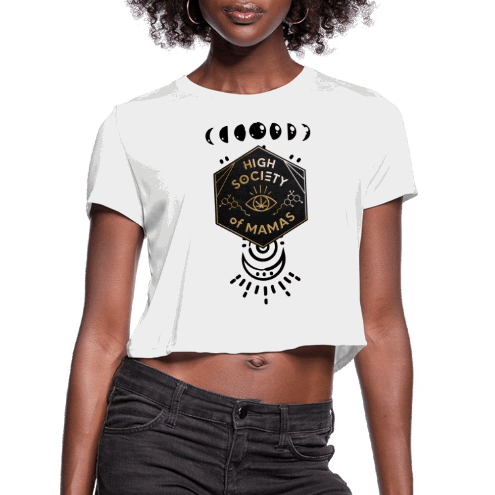 High Society of Mamas Moon Phase Crop shirt - white