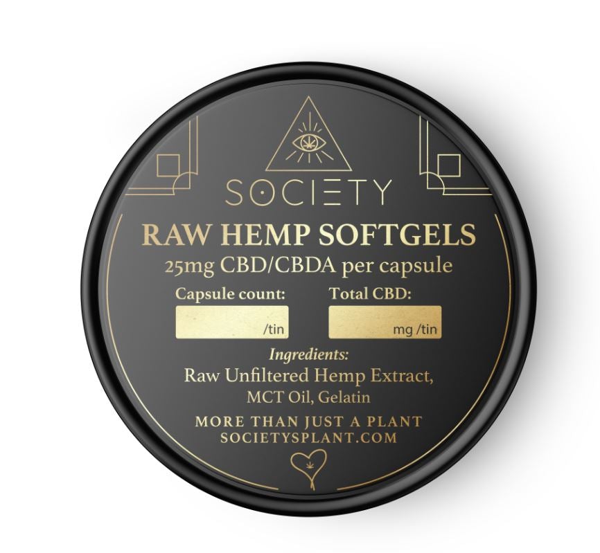 2 week supply Raw Hemp Softgels CBDA + CBD - Society